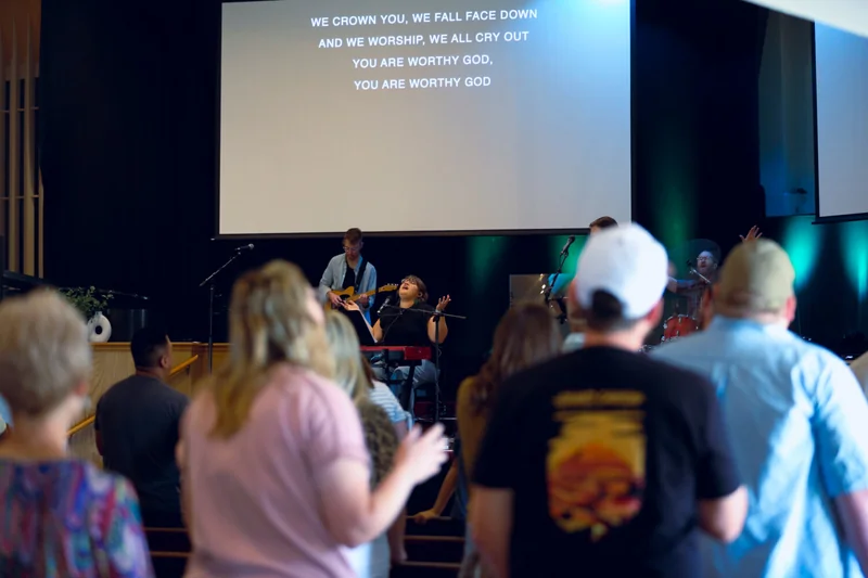 Christ Central congregation singing with the worship team